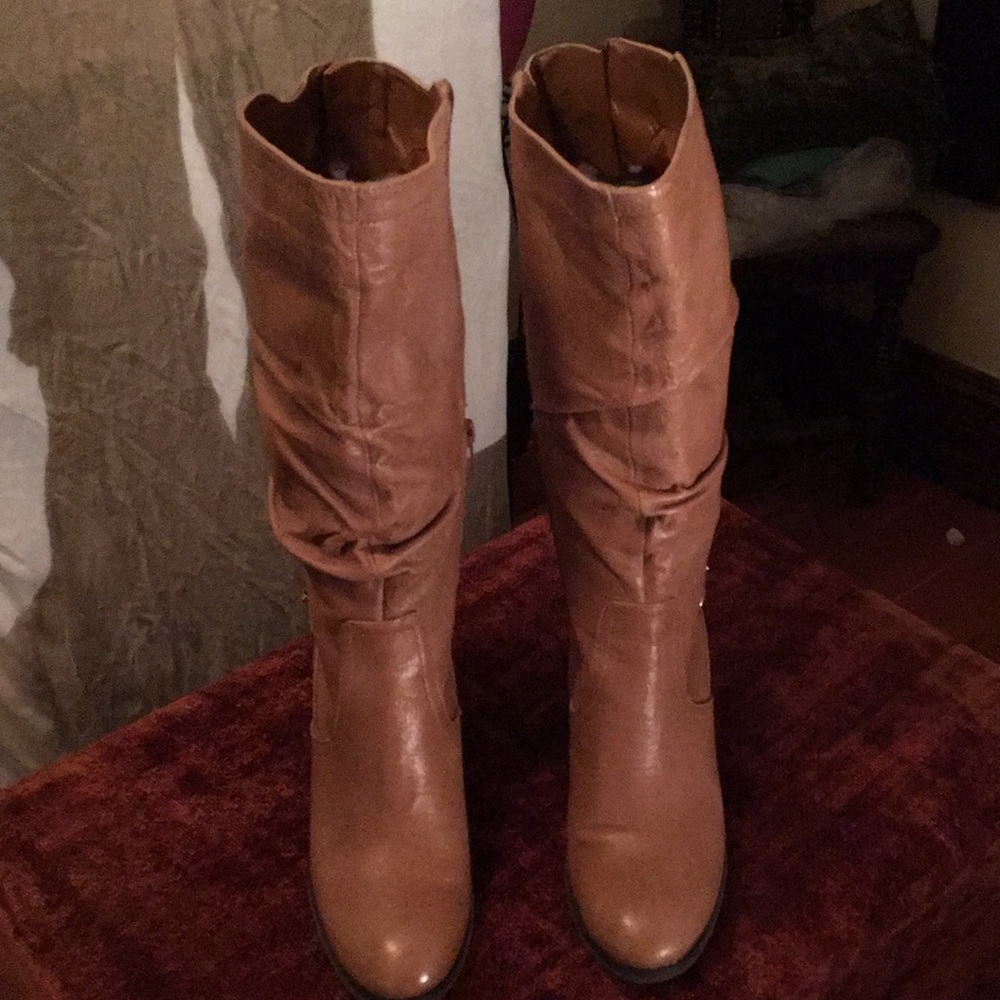 Guess Tan Leather Cowboy Boots